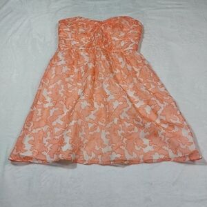 Shoshanna Coral Pink Strapless Silk Formal Evening Prom Dress Size 4